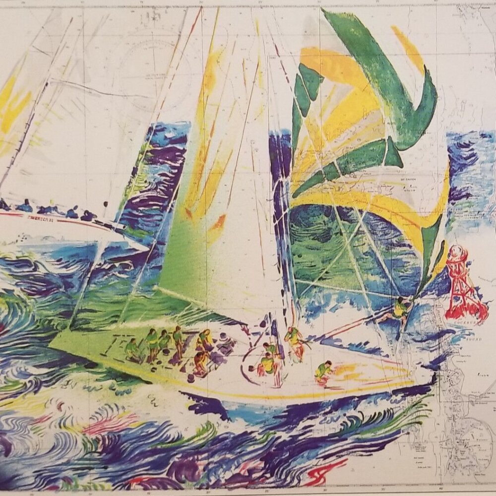 LeROY NEIMAN collectable Post Card - AMERICAS CUP AUSTRALIA - 1987